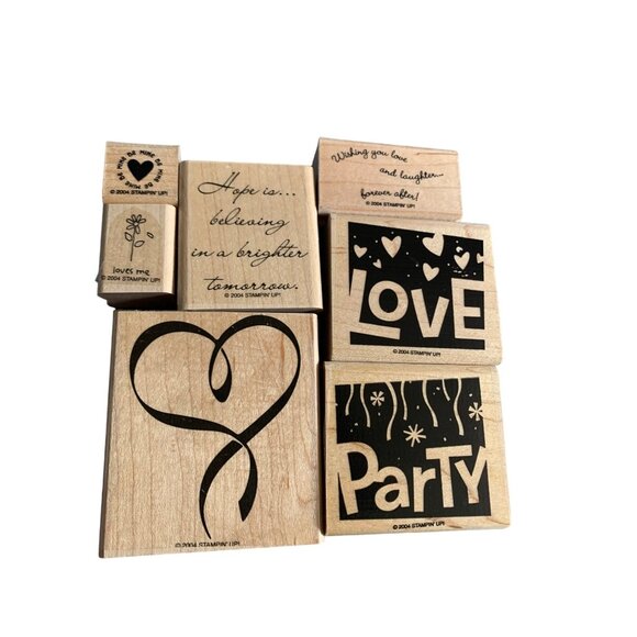 Stampin' Up! Other - Stampin Up Wood Mounted Rubber Stamp Set - Love Party Heart & More